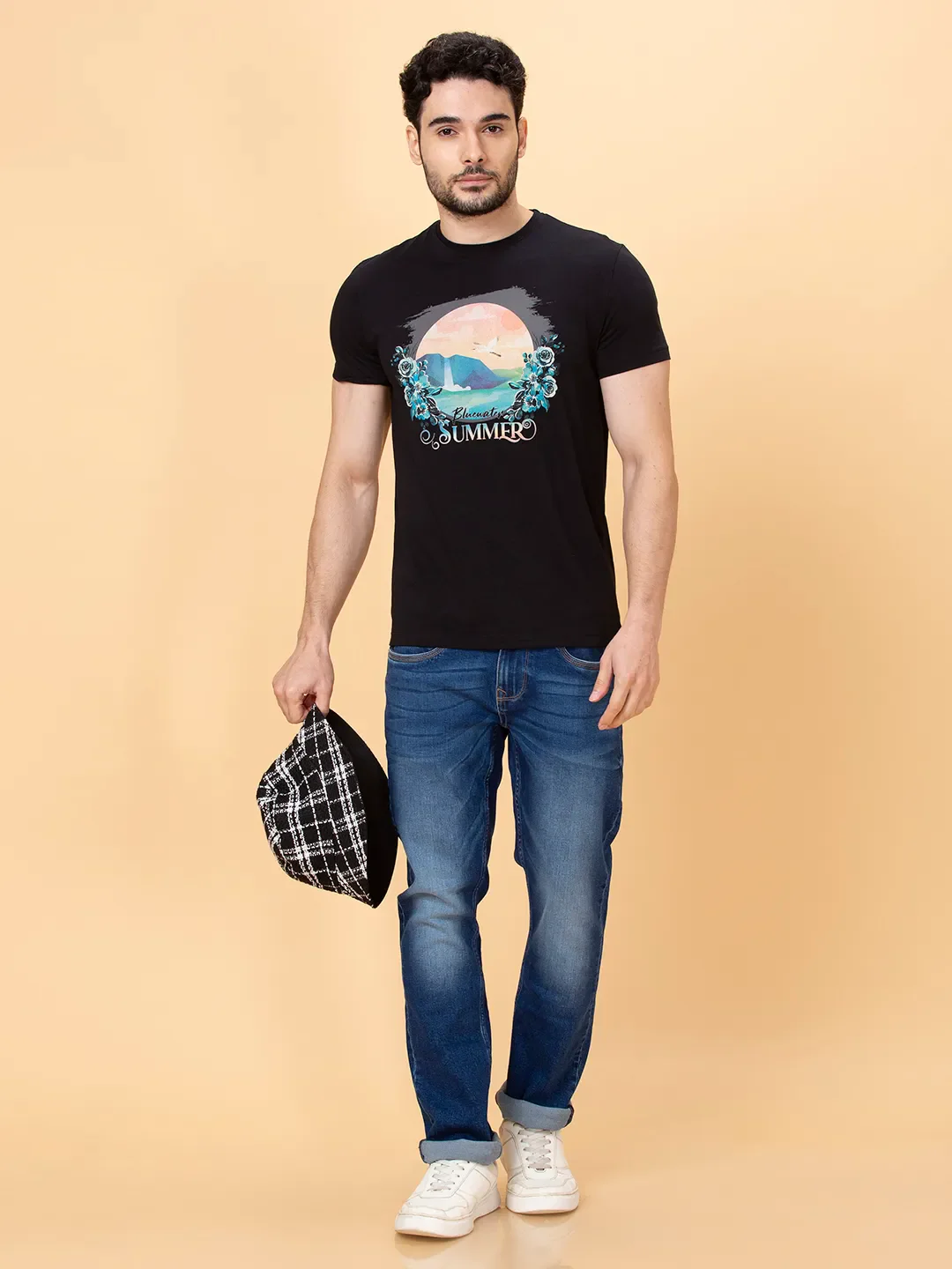 Black Regular Fit Round Neck Men's T-Shirt by Being Human Clothing - Image 6