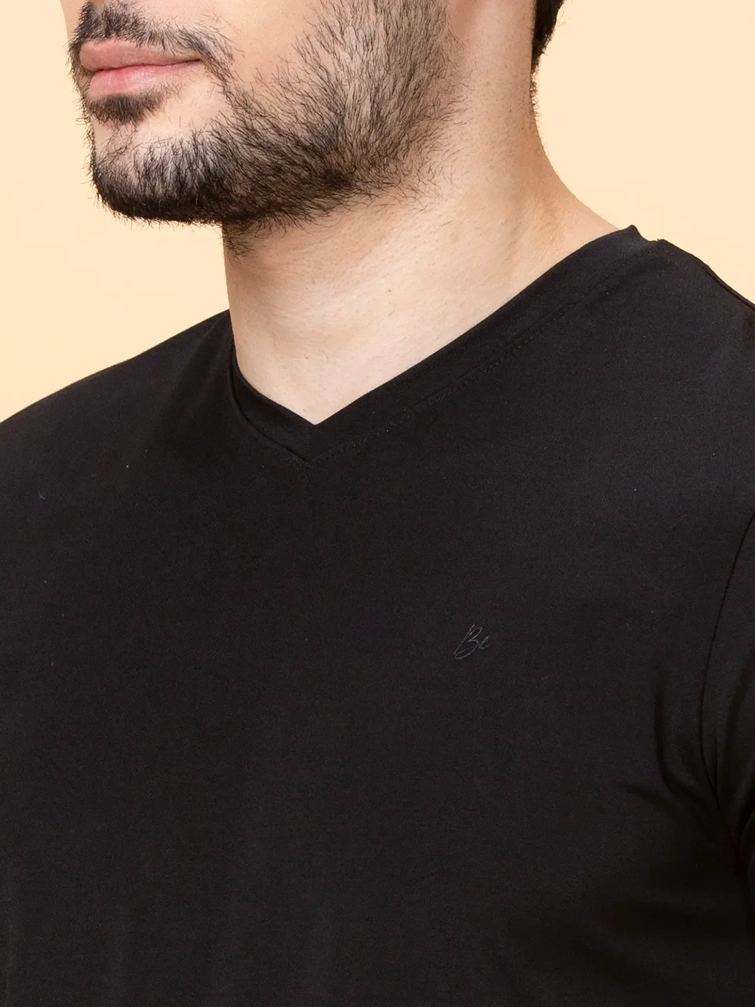 Black Regular Fit V Neck Men's T-Shirt by Being Human Clothing - Image 5
