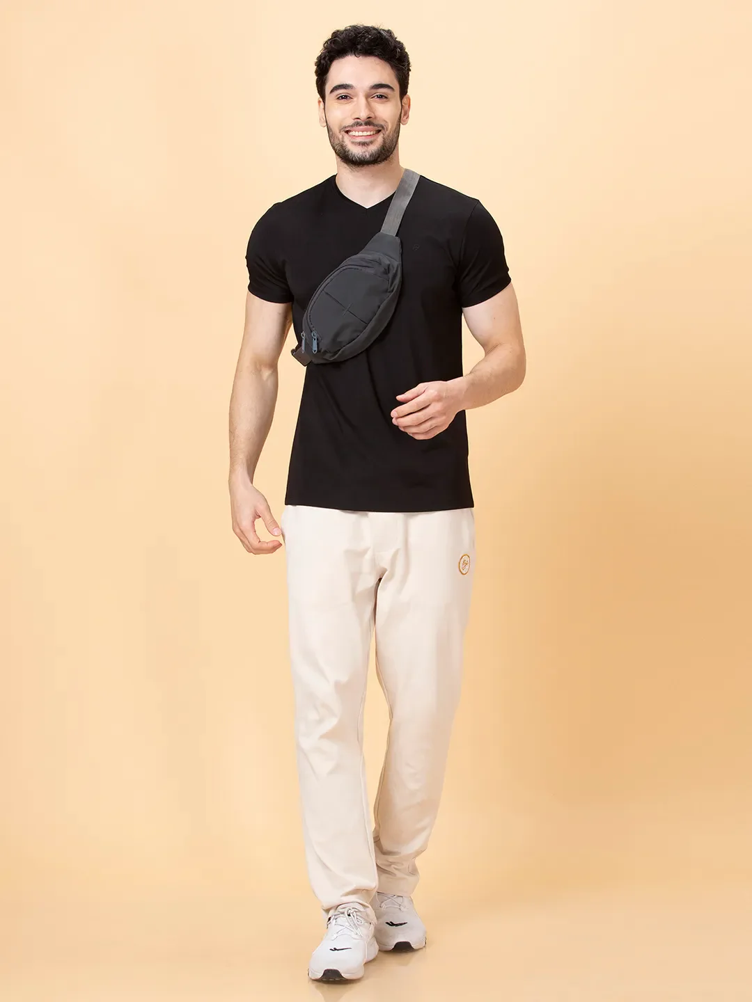 Black Regular Fit V Neck Men's T-Shirt by Being Human Clothing - Image 6