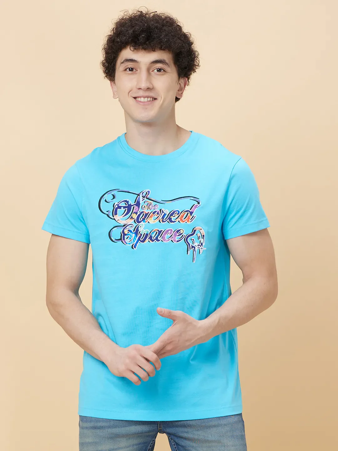 Blue Regular Fit Men's Short Sleeves T-Shirt by Being Human Clothing