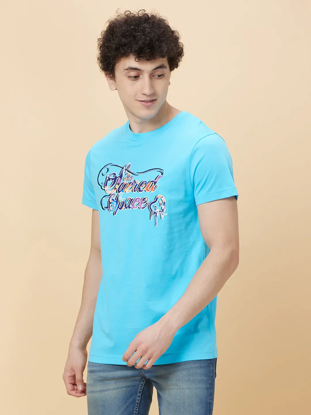 Blue Regular Fit Men's Short Sleeves T-Shirt by Being Human Clothing - Image 3