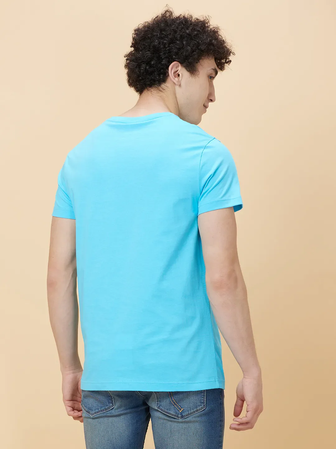 Blue Regular Fit Men's Short Sleeves T-Shirt by Being Human Clothing - Image 4