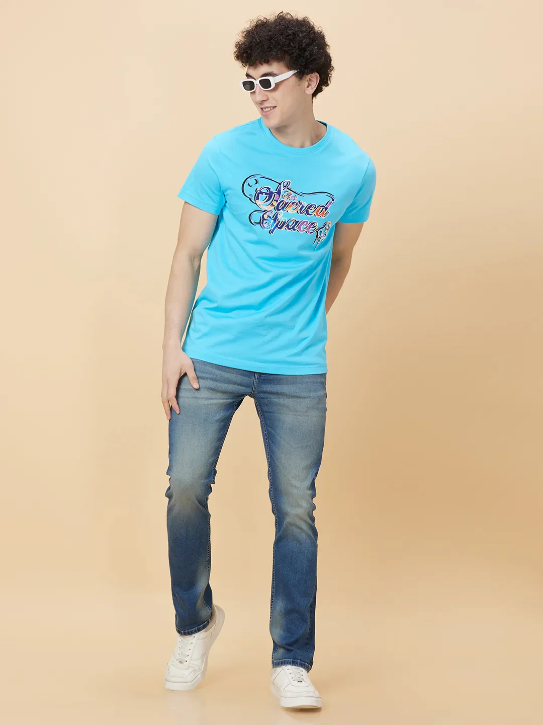 Blue Regular Fit Men's Short Sleeves T-Shirt by Being Human Clothing - Image 6