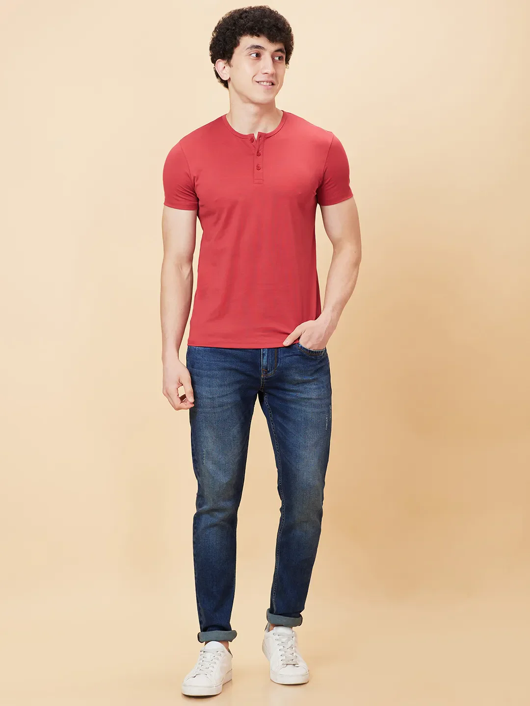 Red Regular Fit Men's Short Sleeves T-Shirt by Being Human Clothing - Image 2