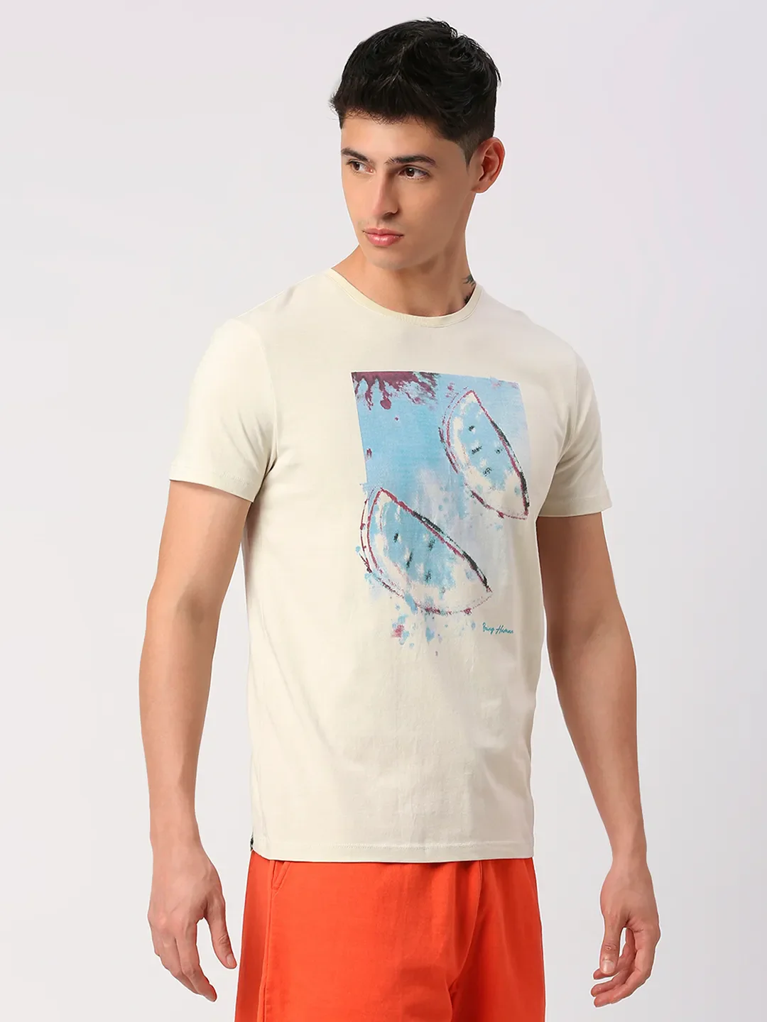 White Regular Fit Men's Short Sleeves T-Shirt by Being Human Clothing - Image 5