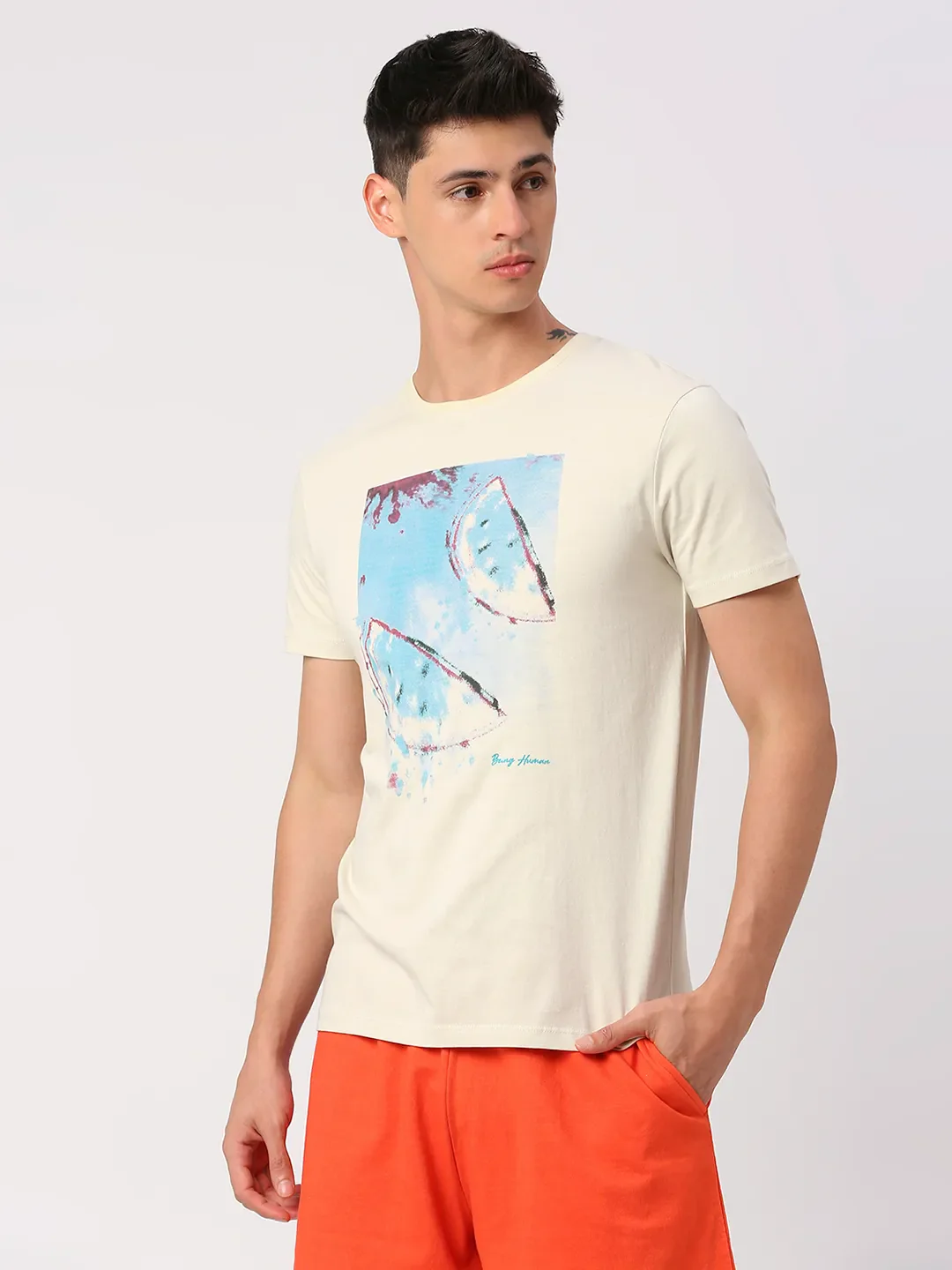 White Regular Fit Men's Short Sleeves T-Shirt by Being Human Clothing - Image 6