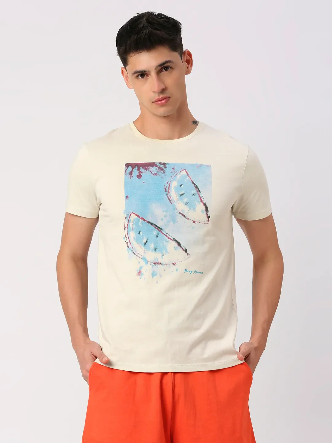 White Regular Fit Men's Short Sleeves T-Shirt by Being Human Clothing - Image 7