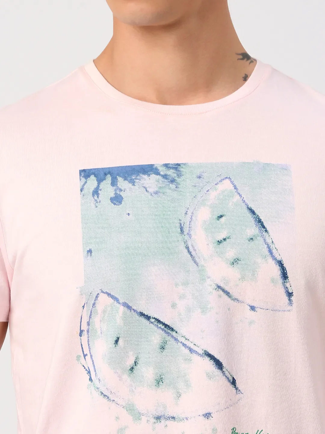 Powder Pink Regular Fit Round Neck Men's T-Shirt by Being Human Clothing - Image 8