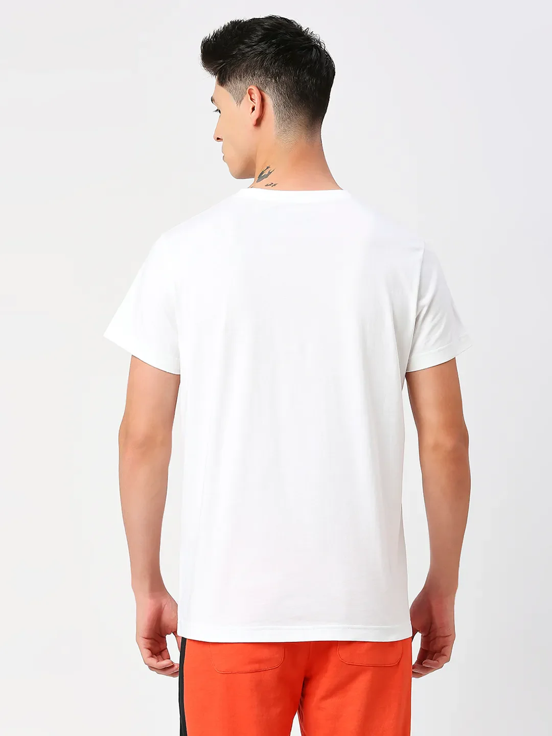 White Regular Fit Round Neck Men's T-Shirt by Being Human Clothing - Image 3