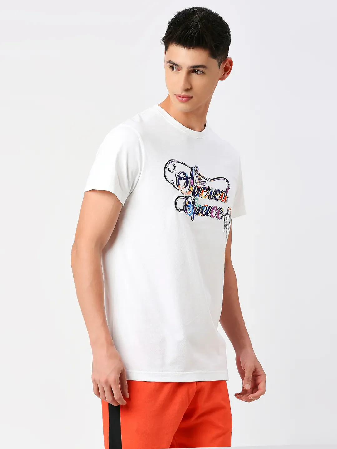 White Regular Fit Round Neck Men's T-Shirt by Being Human Clothing - Image 4