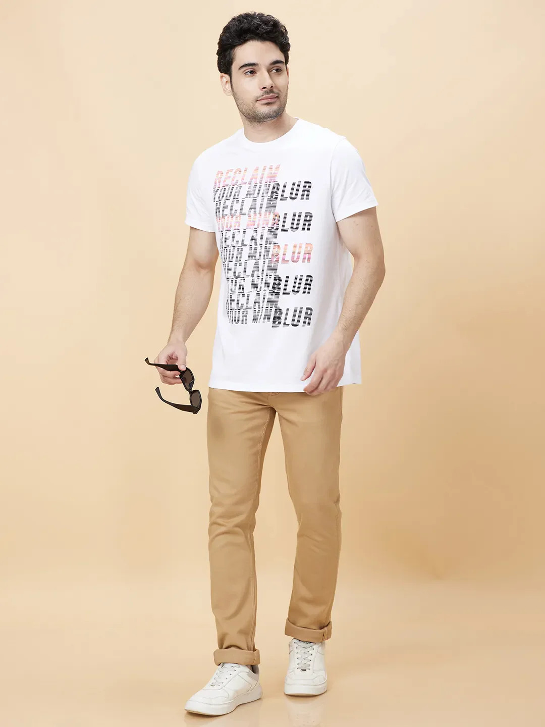 White Regular Fit Round Neck Men's T-Shirt by Being Human Clothing - Image 6
