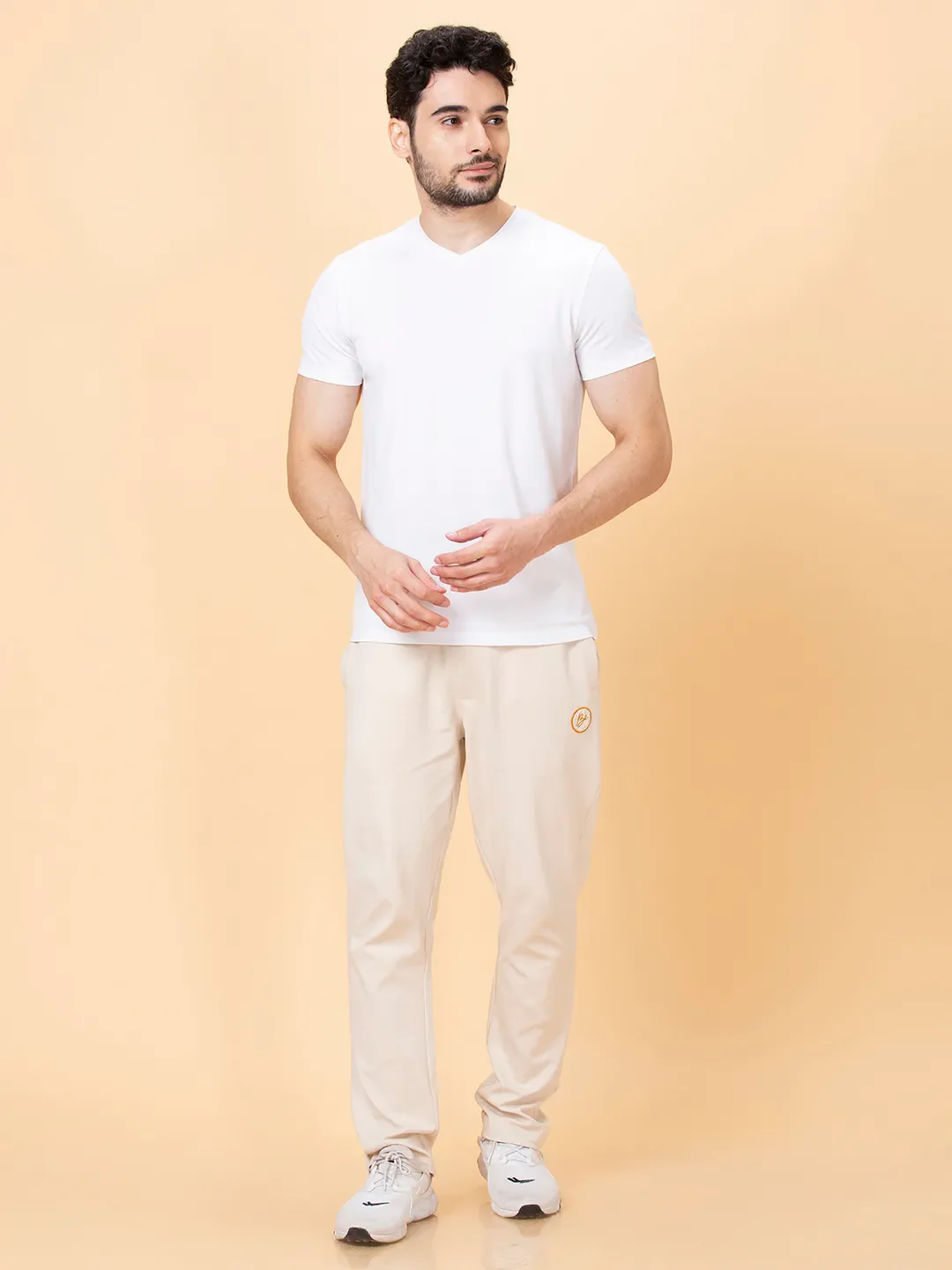 White Regular Fit V Neck Men's T-Shirt by Being Human Clothing - Image 2