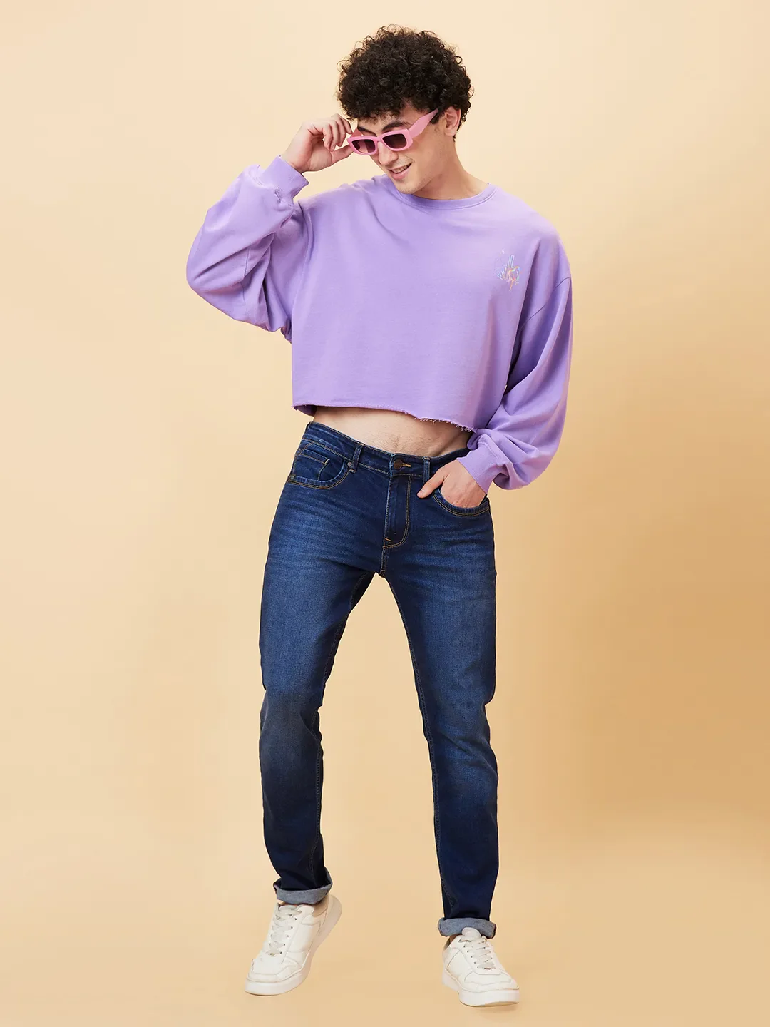 Purple Regular Fit Round Neck Long Sleeves Men's Sweatshirt by Being Human Clothing - Image 2
