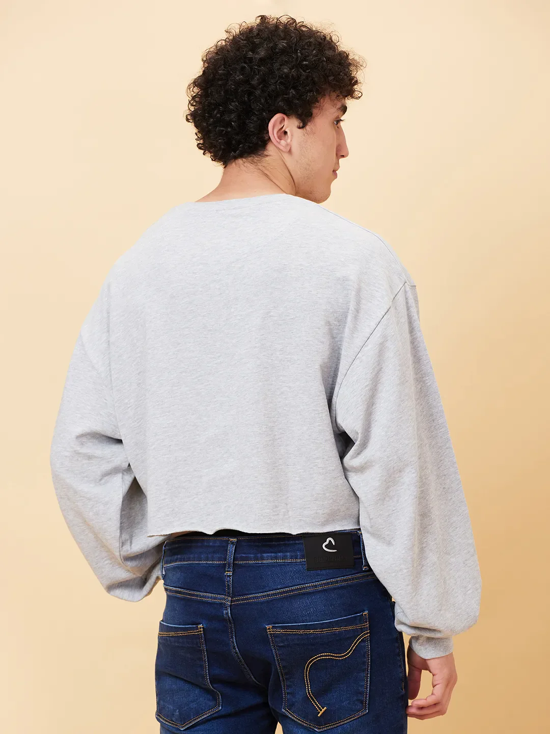 Grey Regular Fit Round Neck Men's Sweatshirt by Being Human Clothing - Image 3