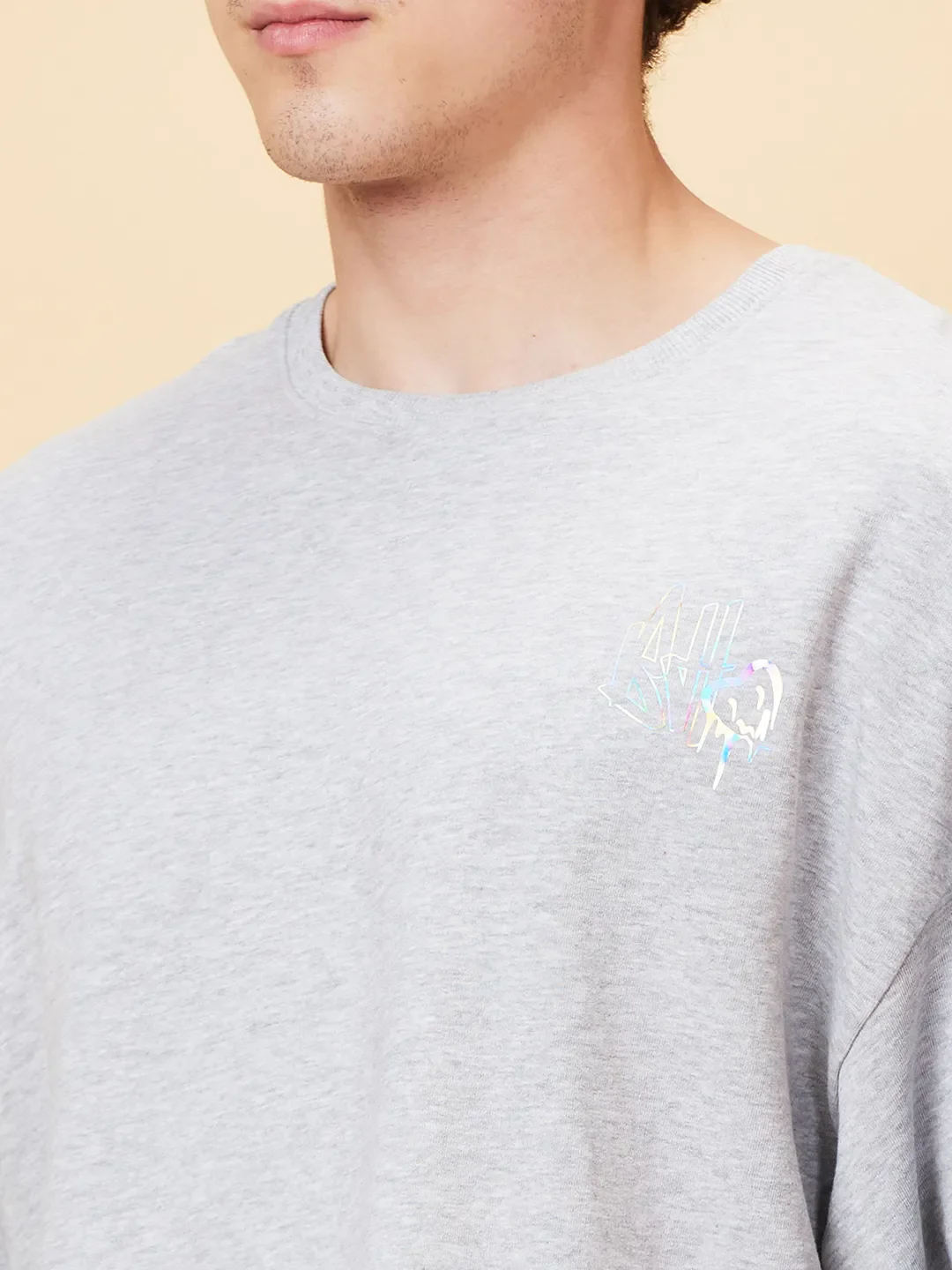 Grey Regular Fit Round Neck Men's Sweatshirt by Being Human Clothing - Image 5
