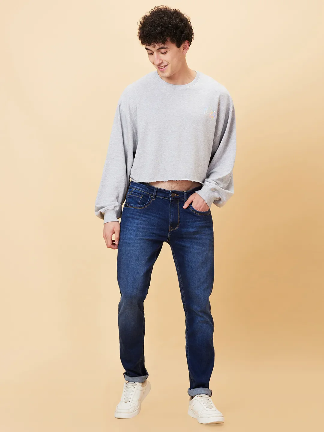 Grey Regular Fit Round Neck Men's Sweatshirt by Being Human Clothing - Image 6