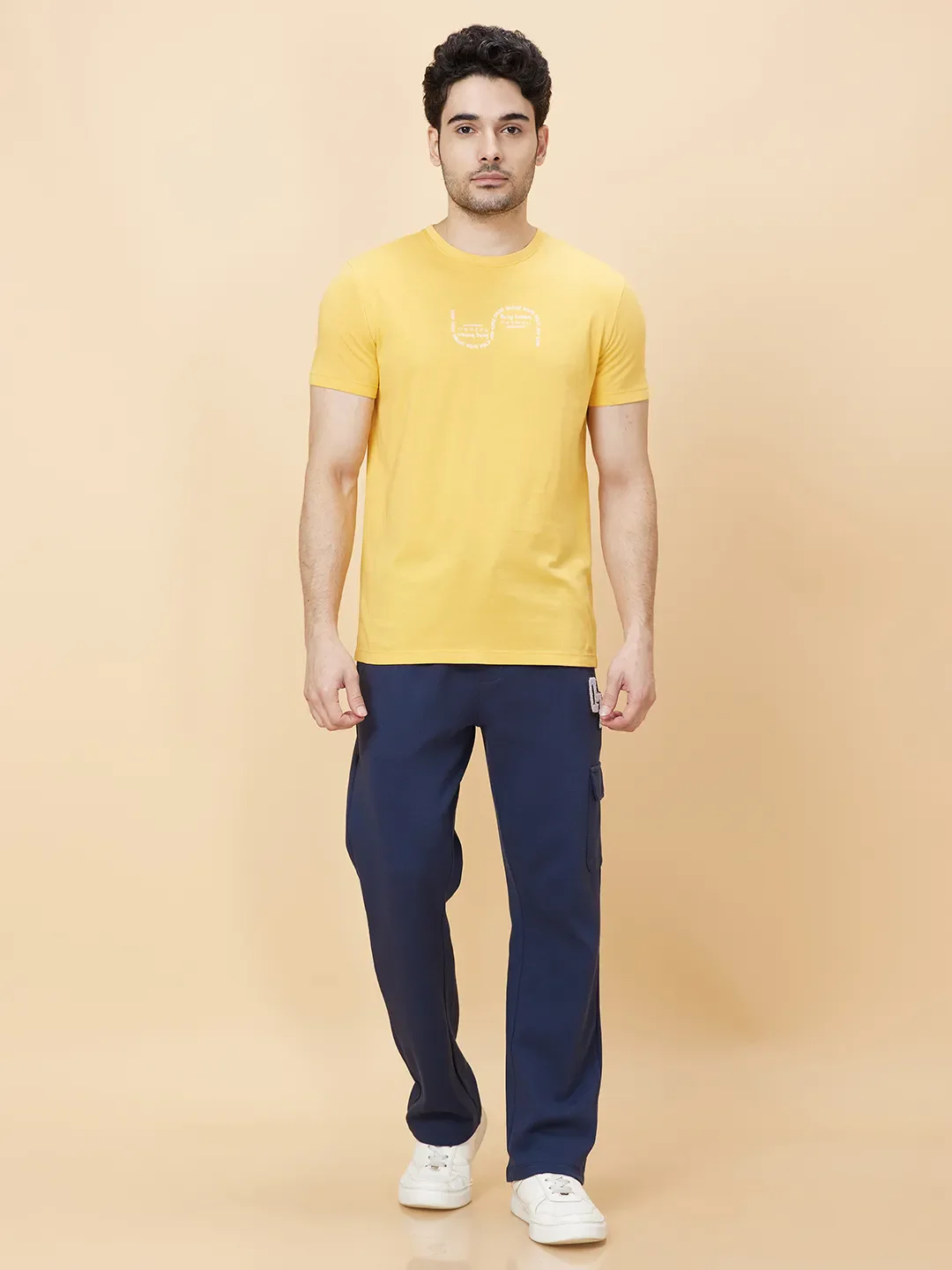 Amber Yellow Regular Fit Round Neck Men's T-Shirt by Being Human Clothing - Image 5