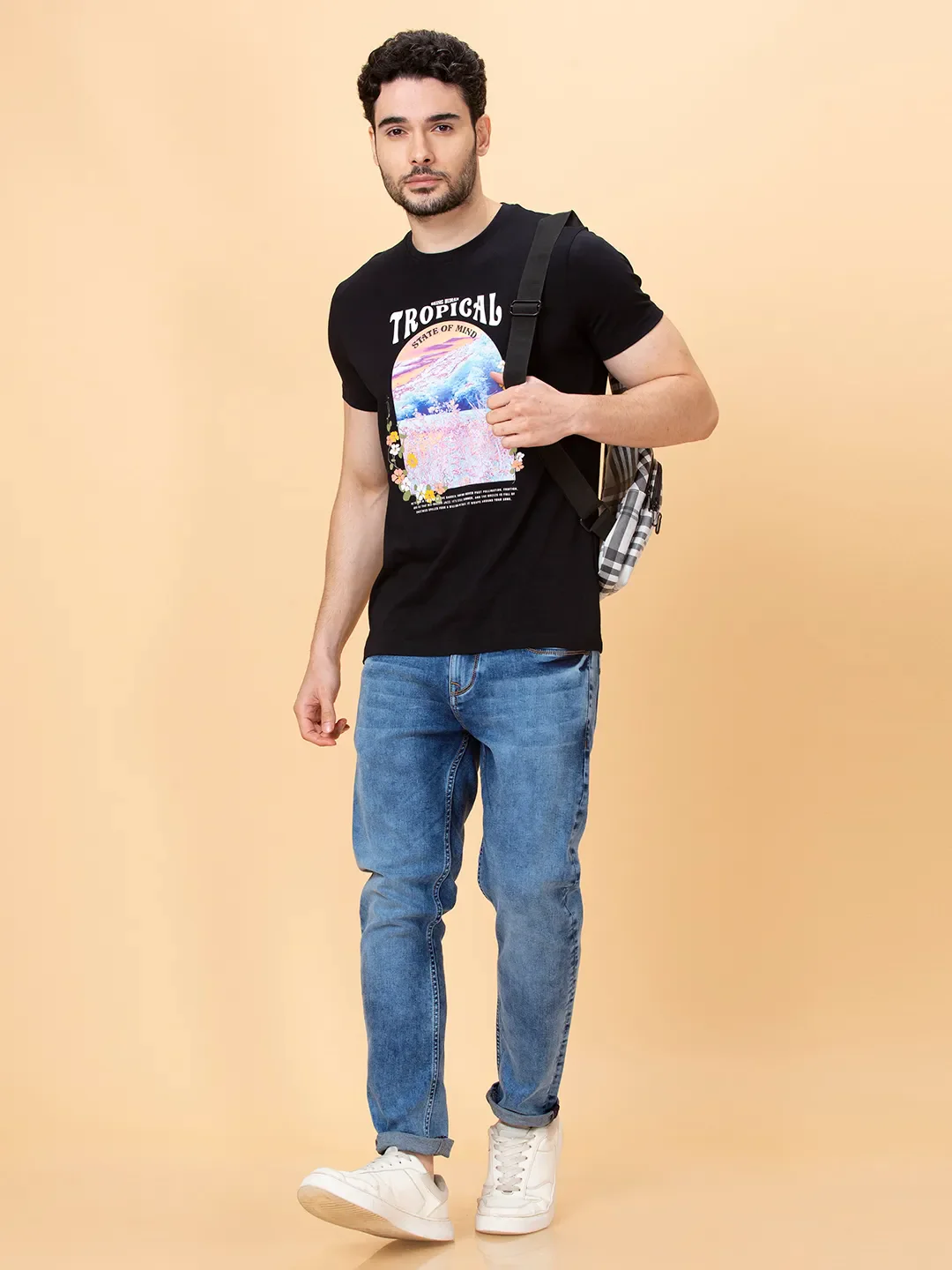 Black Regular Fit Round Neck Men's T-Shirt by Being Human Clothing - Image 6