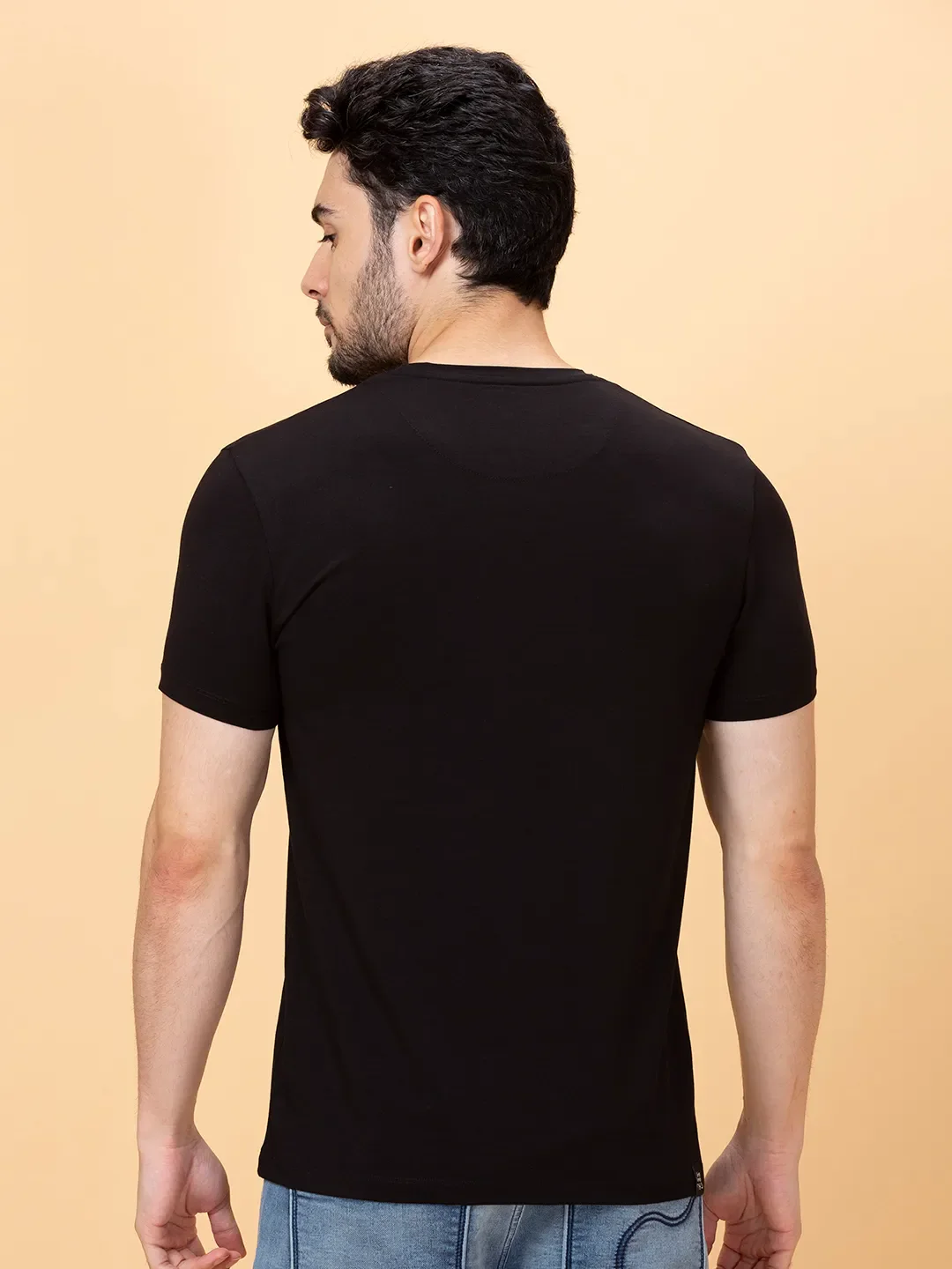 Black Regular Fit Round Neck Men's T-Shirt by Being Human Clothing - Image 3