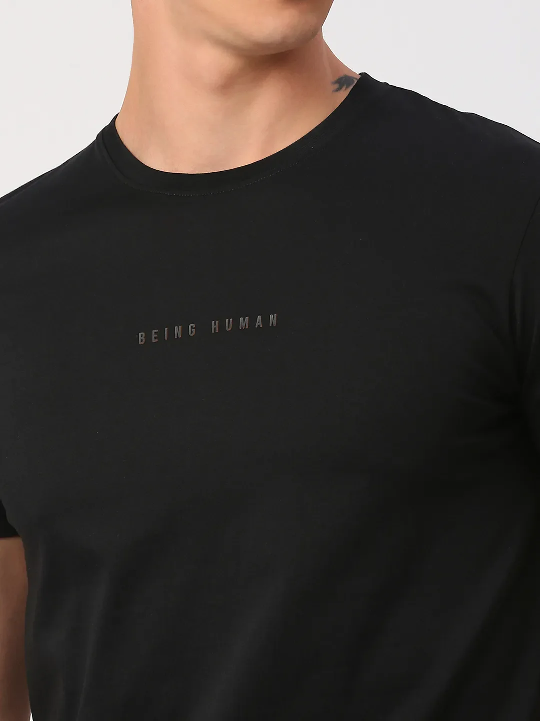 Black Regular Fit Round Neck Men's T-Shirt by Being Human Clothing - Image 11