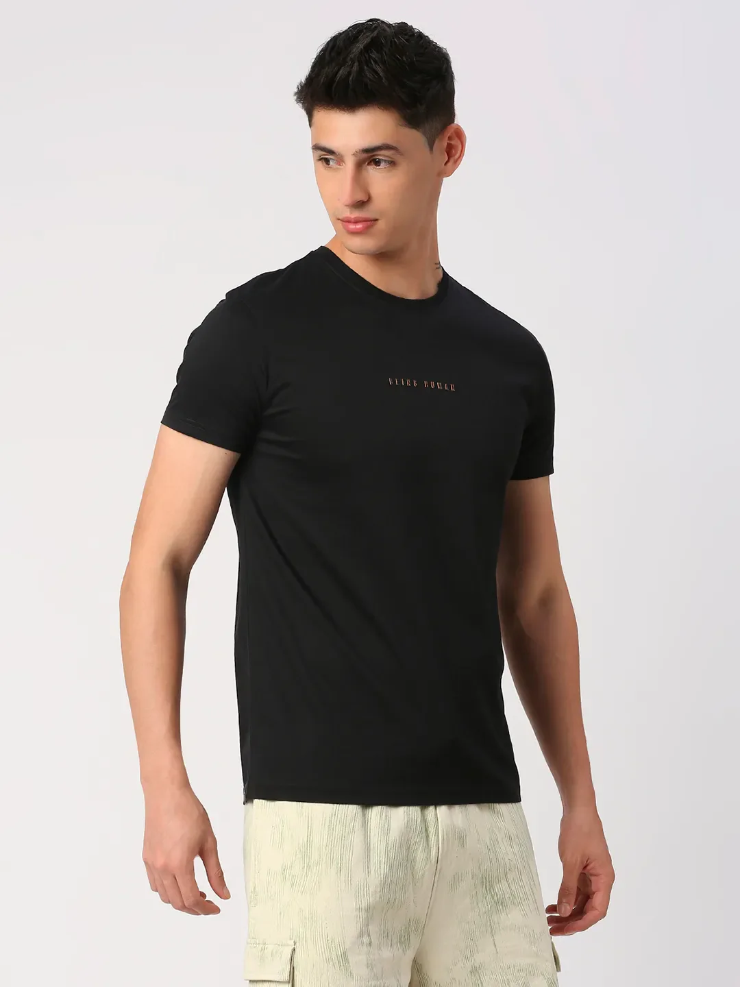 Black Regular Fit Round Neck Men's T-Shirt by Being Human Clothing - Image 4