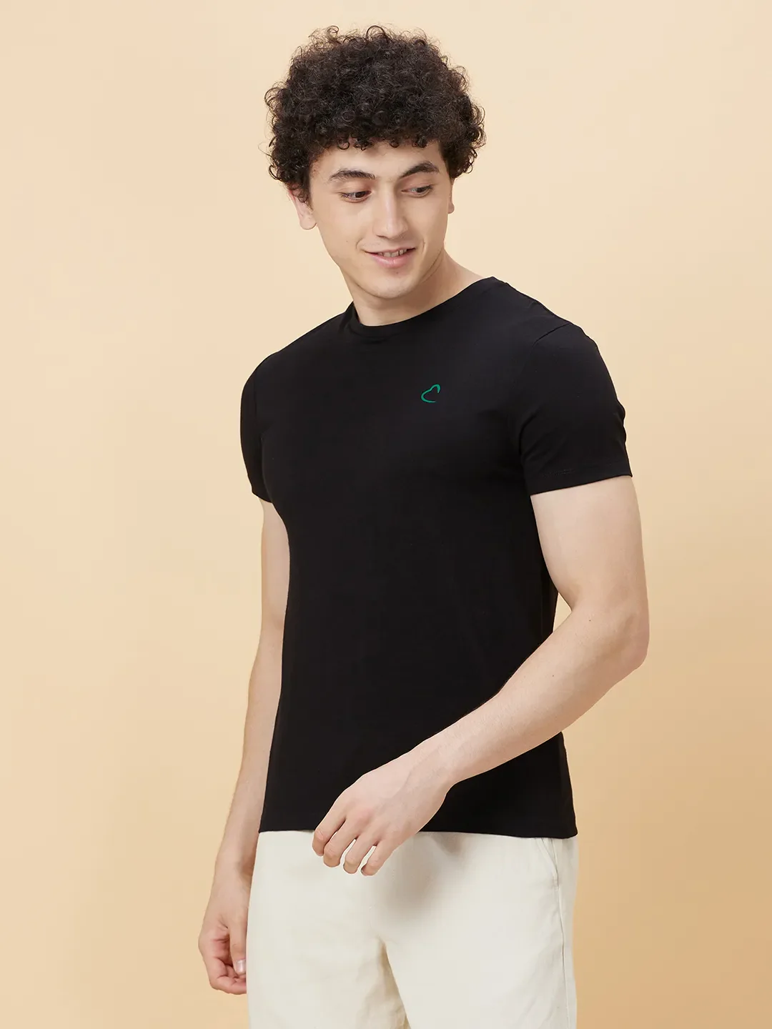 Black Regular Fit Round Neck Men's T-Shirt by Being Human Clothing - Image 3