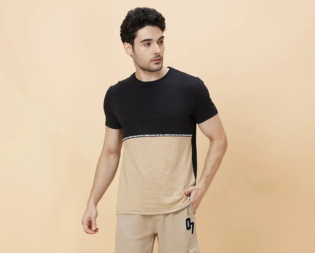 Black Regular Fit Men's Short Sleeves T-Shirt by Being Human Clothing