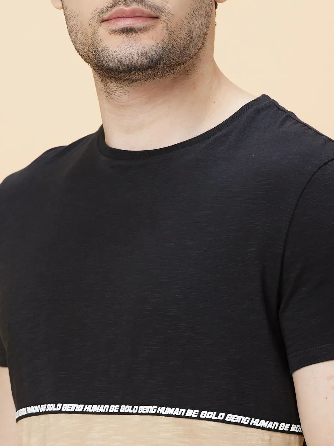Black Regular Fit Men's Short Sleeves T-Shirt by Being Human Clothing - Image 4