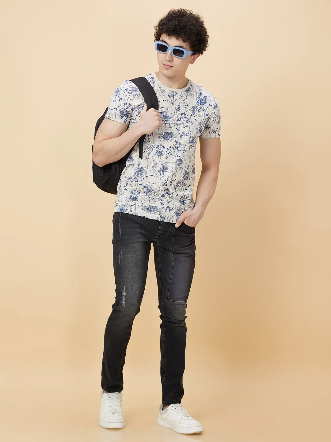 Chalk Regular Fit Round Neck Men's T-Shirt by Being Human Clothing - Image 6