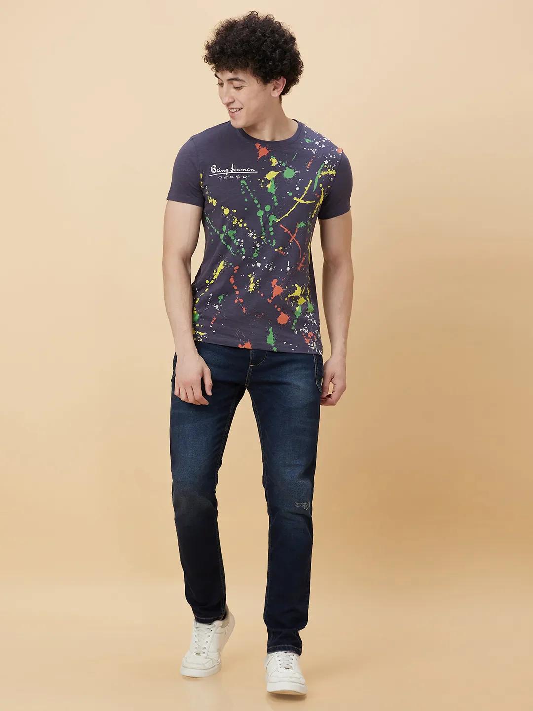 Charcoal Regular Fit Round Neck Men's T-Shirt by Being Human Clothing - Image 2