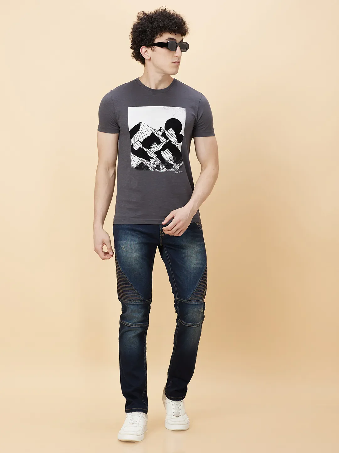 Charcoal Regular Fit Round Neck Men's T-Shirt by Being Human Clothing - Image 6