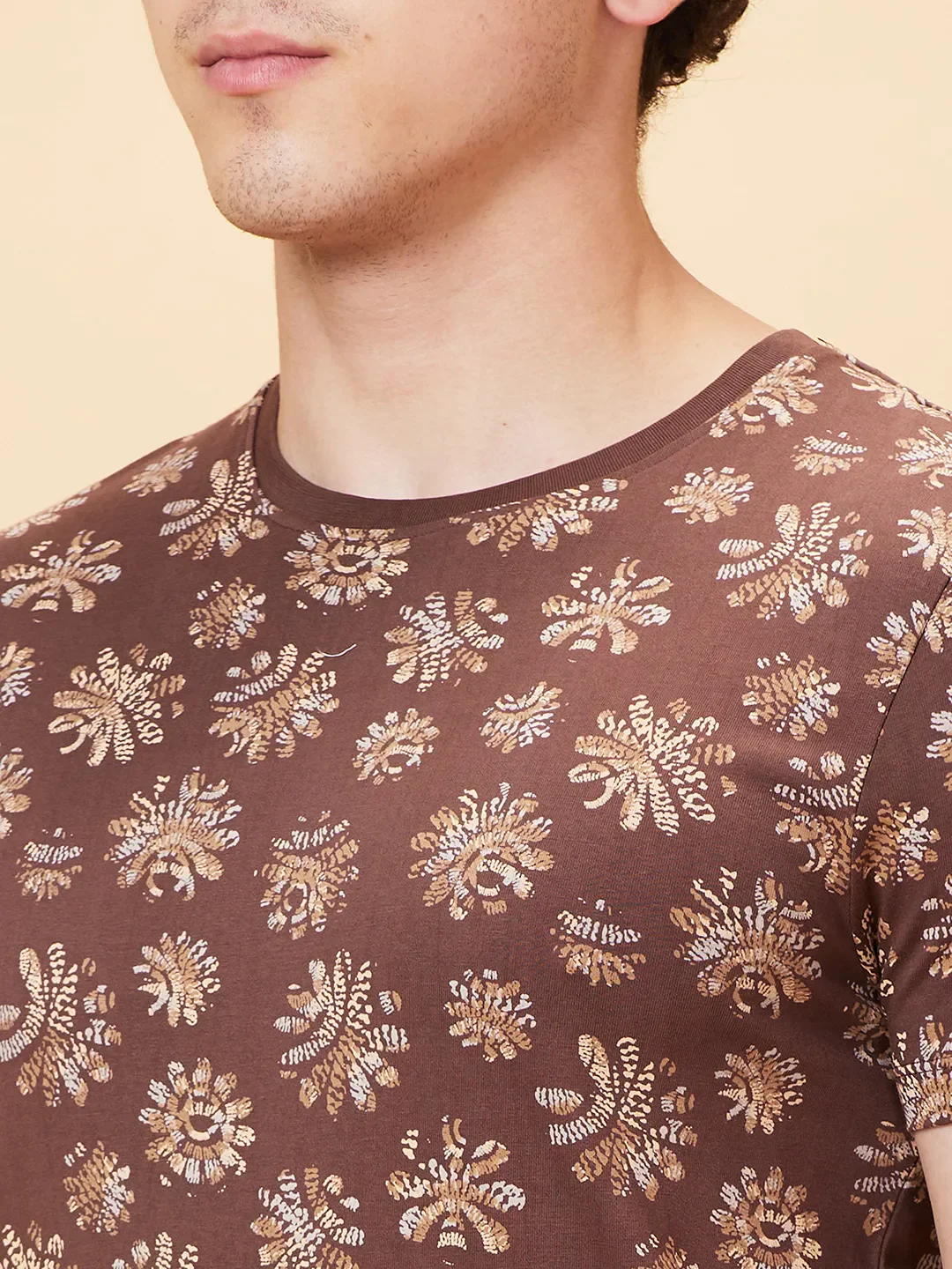Coffee Regular Fit Round Neck Men's T-Shirt by Being Human Clothing - Image 5