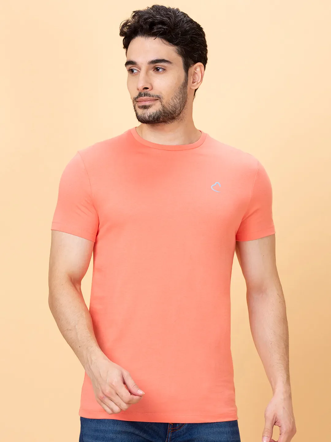 Coral Regular Fit Round Neck Men's T-Shirt by Being Human Clothing