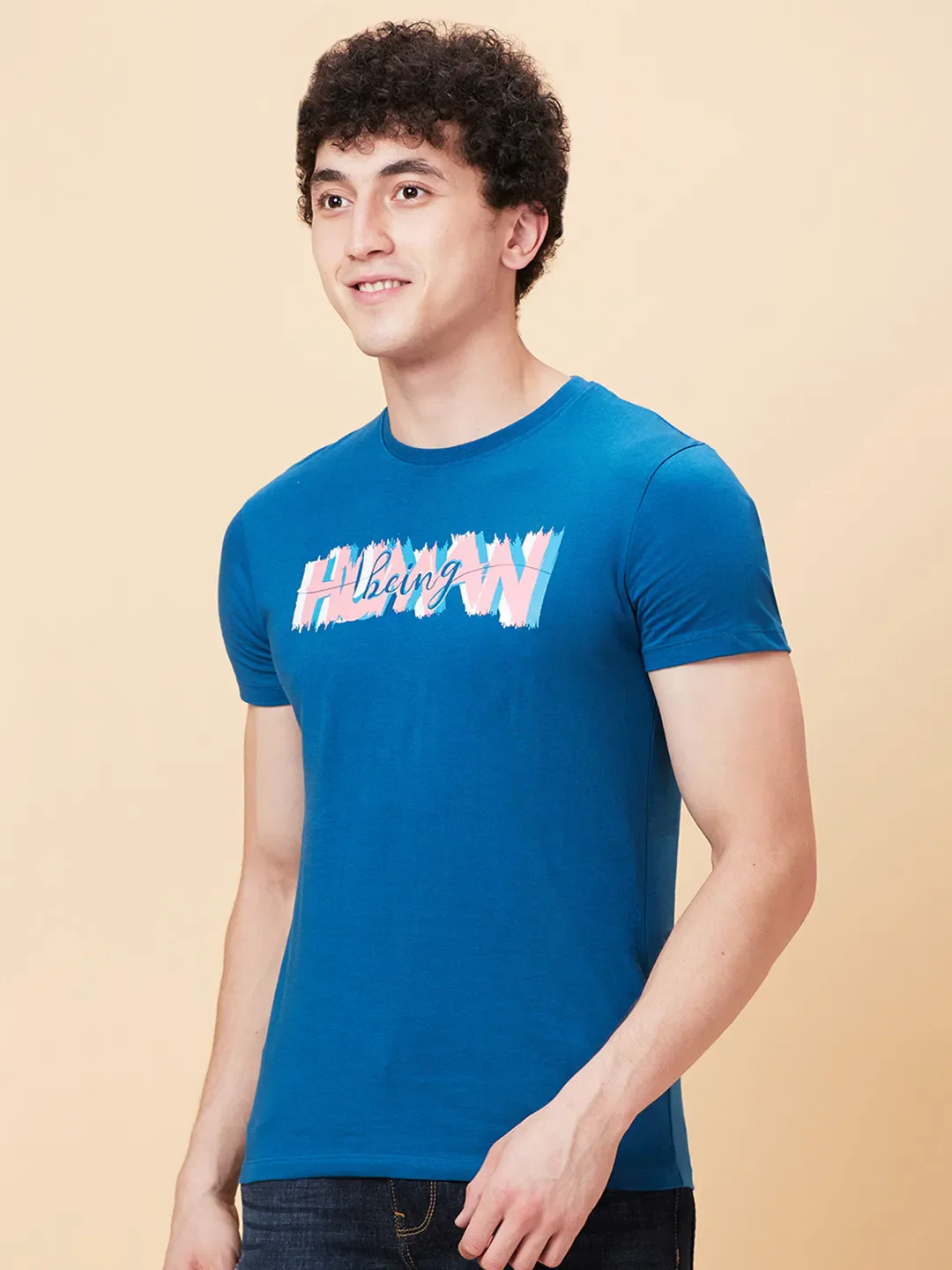 Deep Ocean Regular Fit Round Neck Men's T-Shirt by Being Human Clothing - Image 3