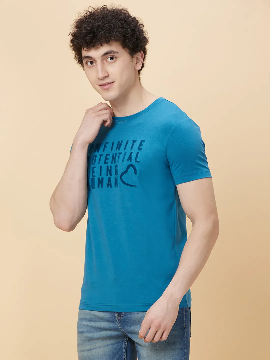 Deep Ocean Regular Fit Round Neck Men's T-Shirt by Being Human Clothing - Image 3