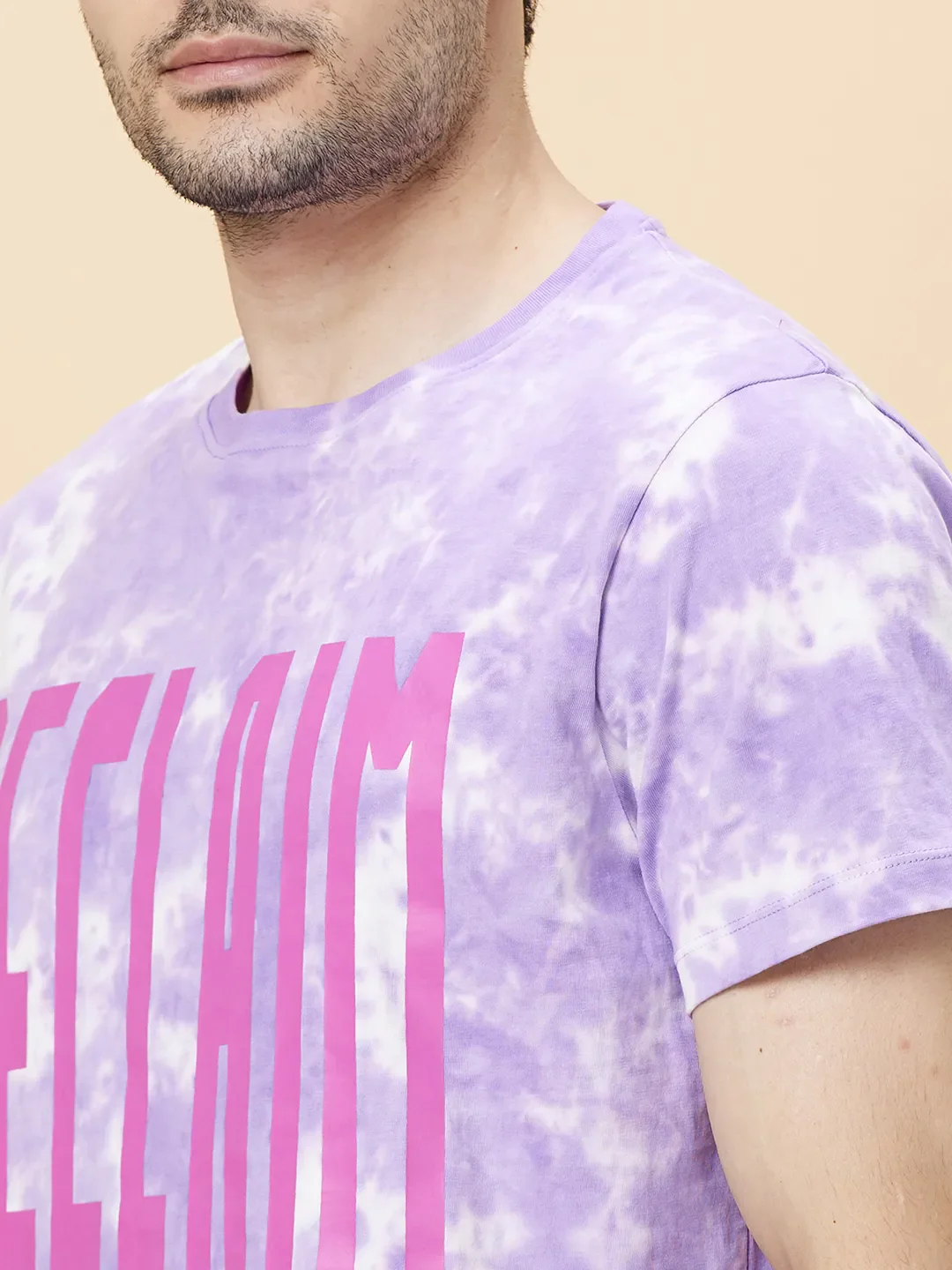Digital Lavender Regular Fit Round Neck Men's T-Shirt by Being Human Clothing - Image 5