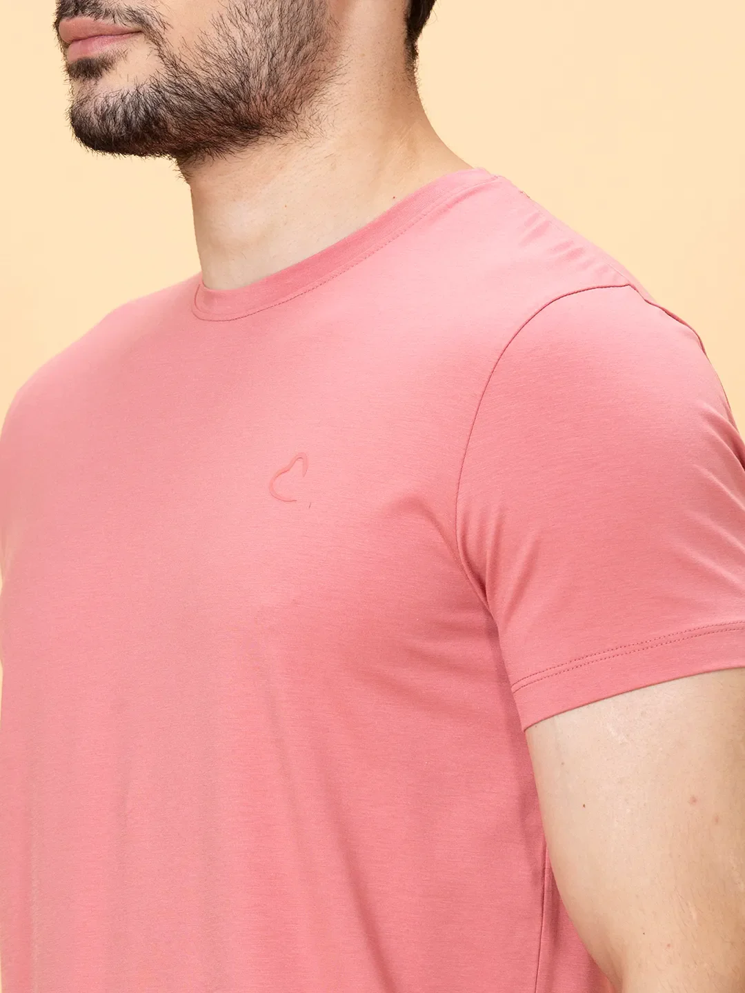 Dusty Pink Regular Fit Round Neck Men's T-Shirt by Being Human Clothing - Image 5