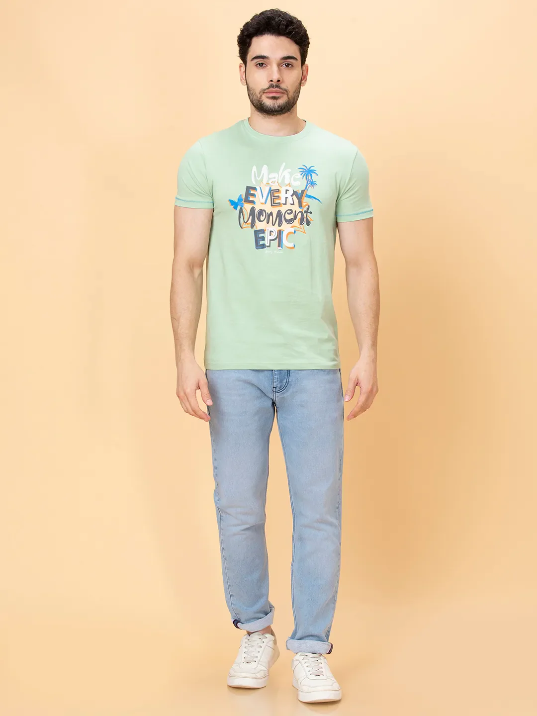 Green Foam Regular Fit Round Neck Men's T-Shirt by Being Human Clothing - Image 2
