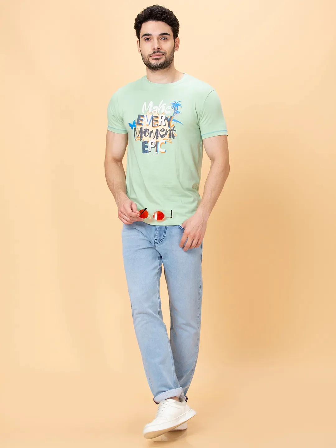 Green Foam Regular Fit Round Neck Men's T-Shirt by Being Human Clothing - Image 6