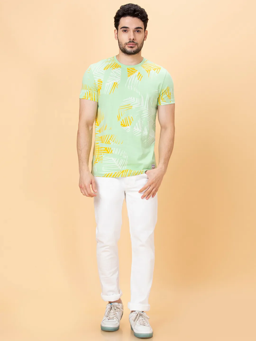 Green Foam Regular Fit Round Neck Men's T-Shirt by Being Human Clothing - Image 2