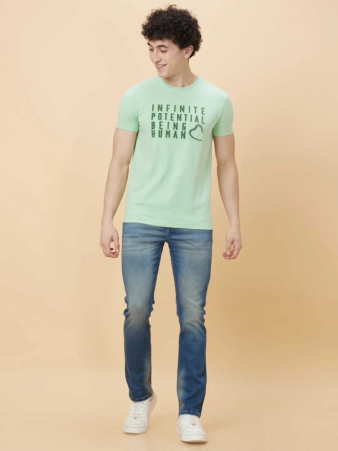 Green Regular Fit Men's Short Sleeves T-Shirt by Being Human Clothing - Image 2