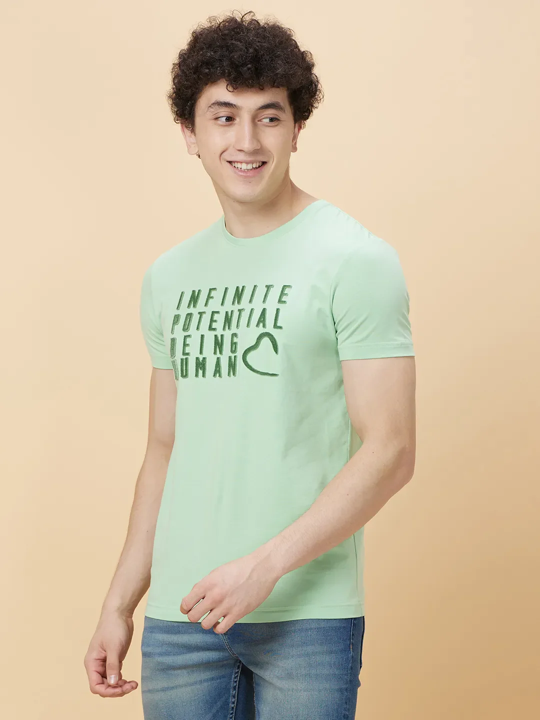 Green Regular Fit Men's Short Sleeves T-Shirt by Being Human Clothing - Image 3
