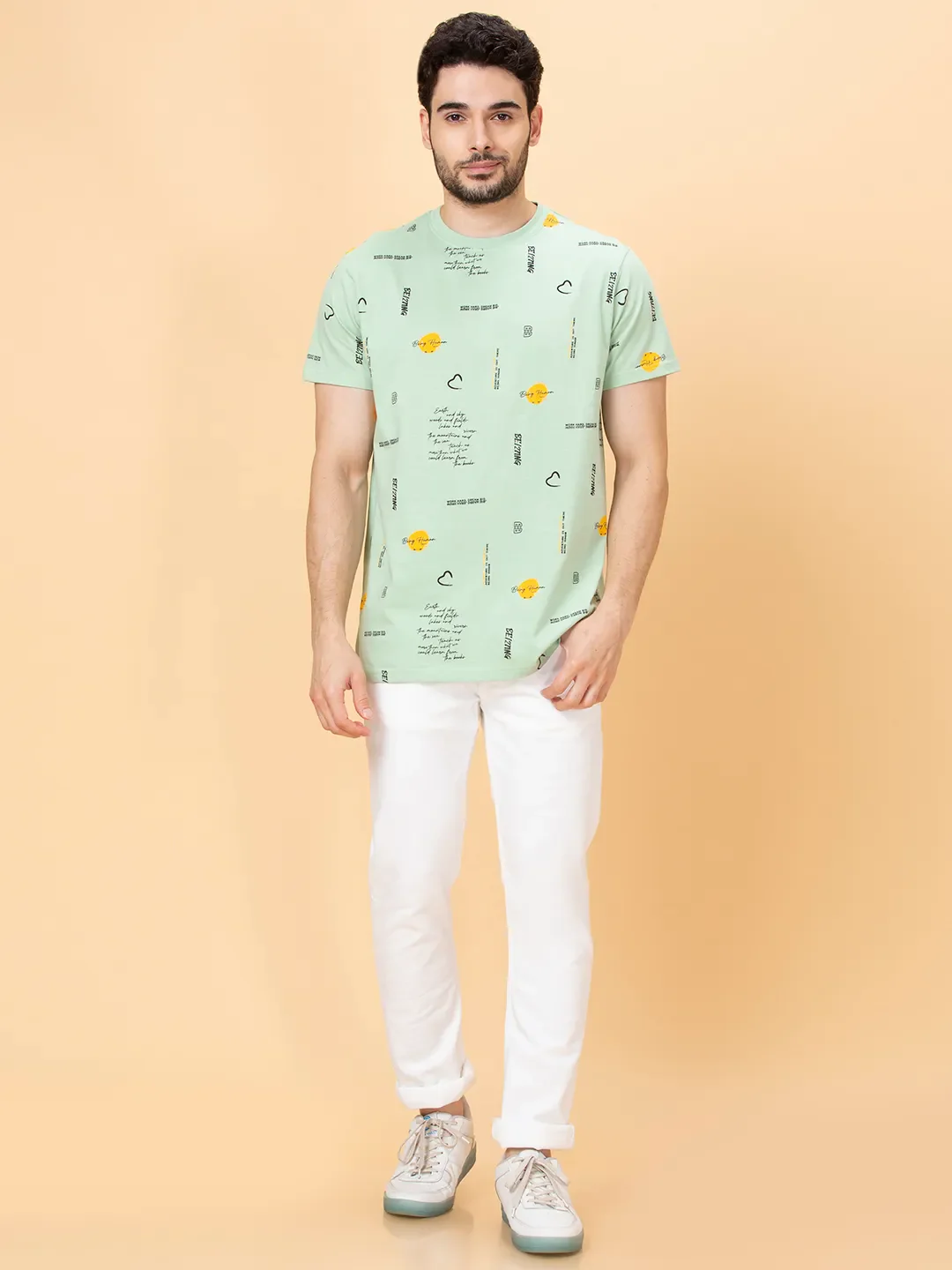 Green Foam Regular Fit Round Neck Men's T-Shirt by Being Human Clothing - Image 2