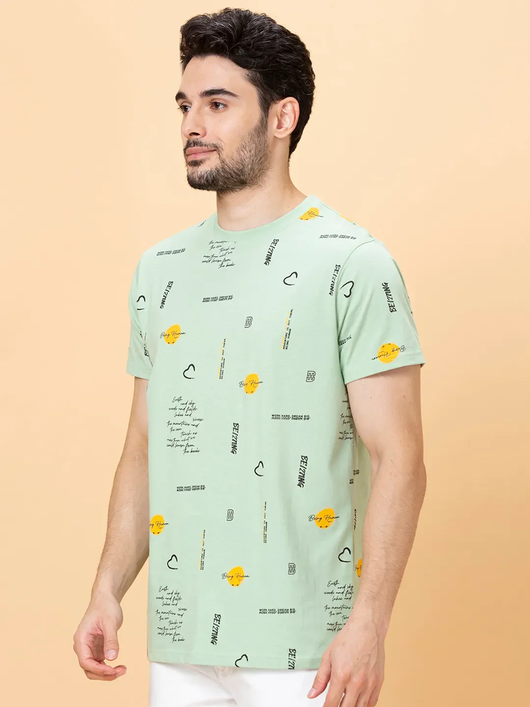 Green Foam Regular Fit Round Neck Men's T-Shirt by Being Human Clothing - Image 4