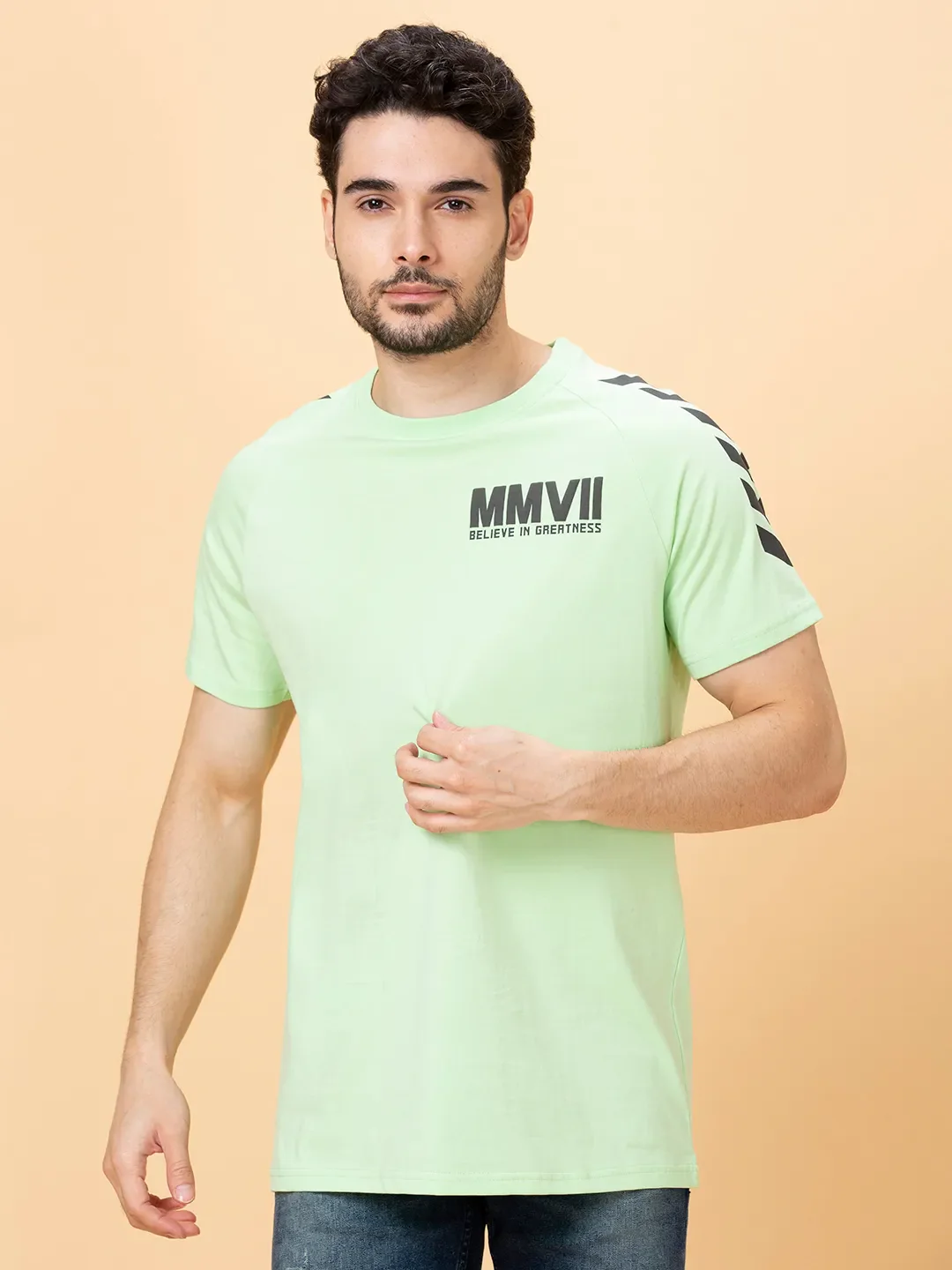 Icy Mint Regular Fit Round Neck Men's T-Shirt by Being Human Clothing
