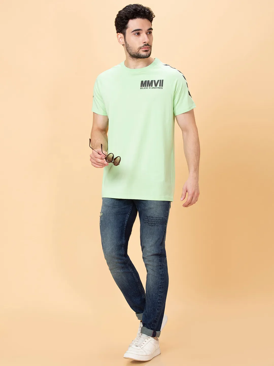 Icy Mint Regular Fit Round Neck Men's T-Shirt by Being Human Clothing - Image 6