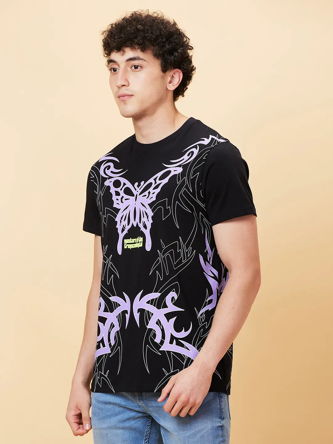 Jet Black Regular Fit Round Neck Men's T-Shirt by Being Human Clothing - Image 3
