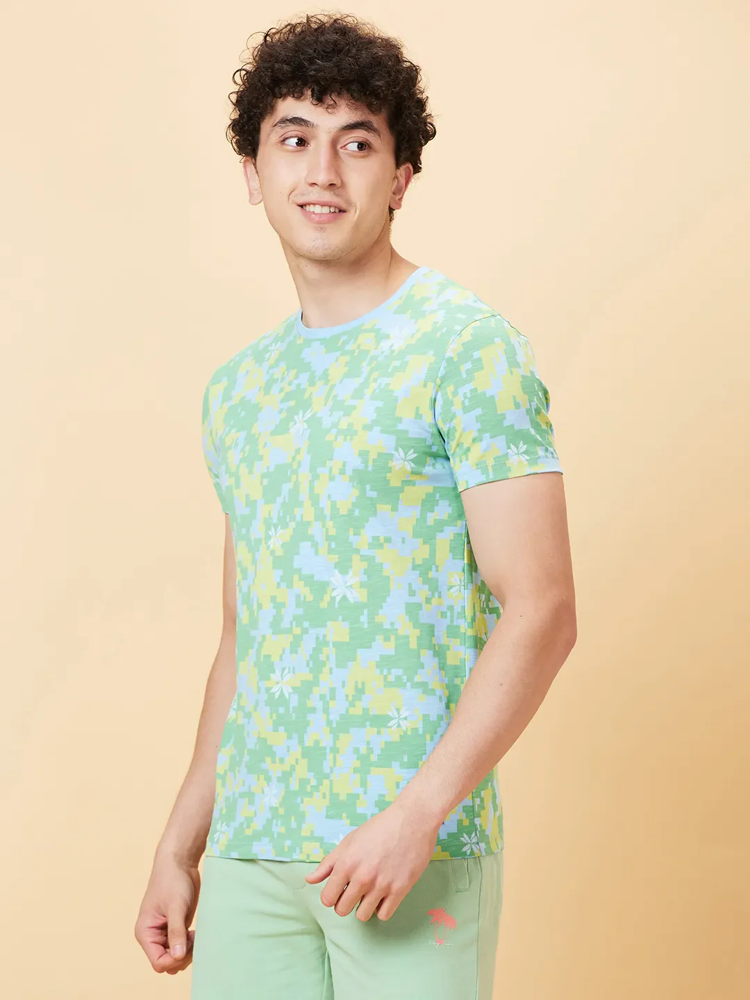 Light Blue Regular Fit Round Neck Men's T-Shirt by Being Human Clothing - Image 3