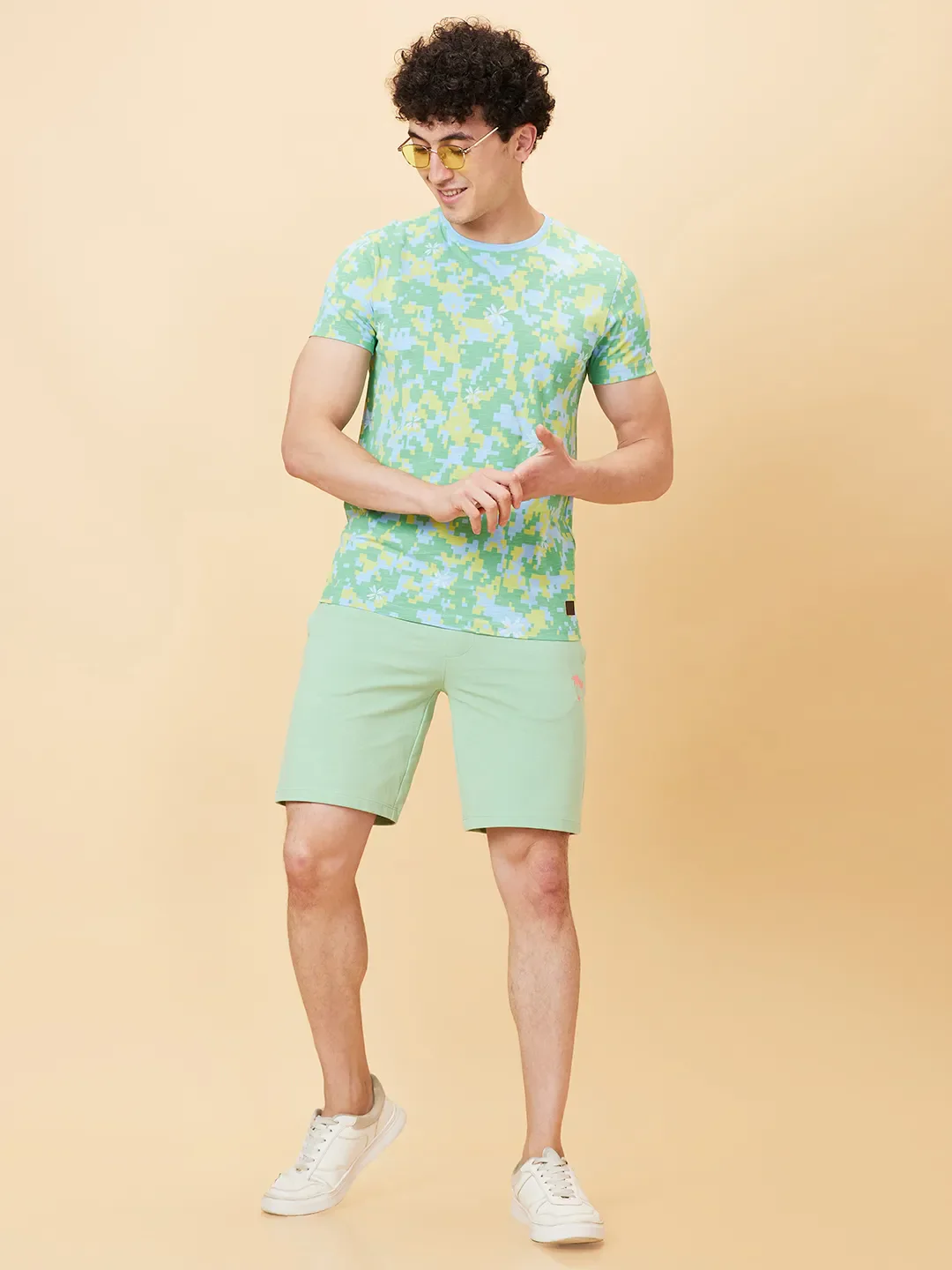 Light Blue Regular Fit Round Neck Men's T-Shirt by Being Human Clothing - Image 6