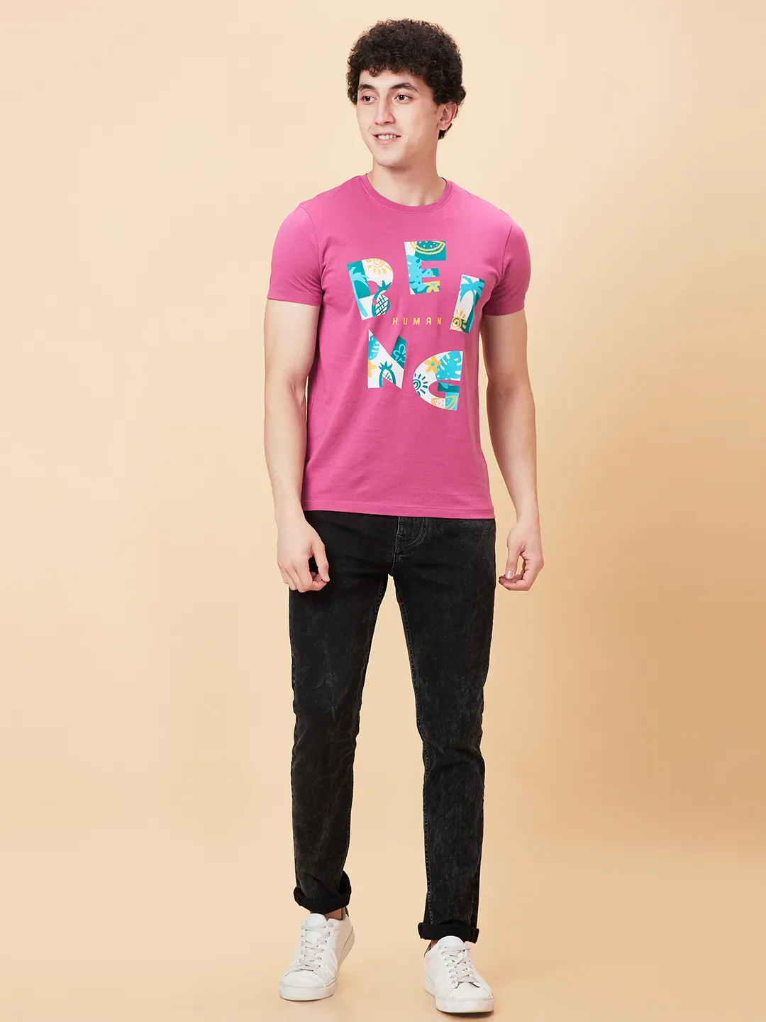 Mauve Haze Regular Fit Round Neck Men's T-Shirt by Being Human Clothing - Image 2